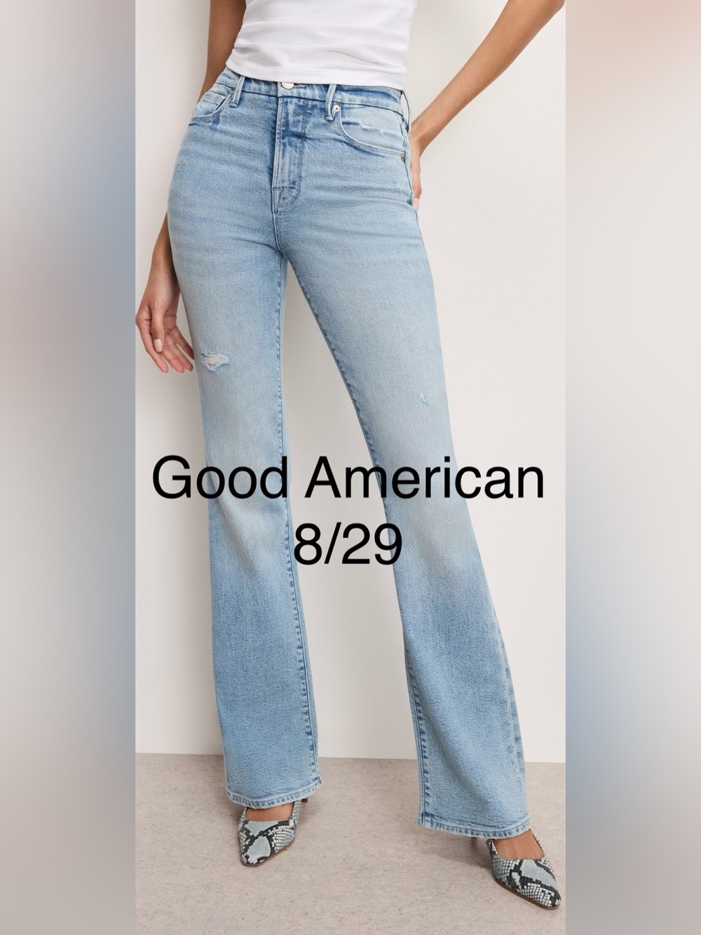 Good American Light Wash Flare Jeans